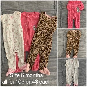 babygirl feetie pajamas 3 set 6 months